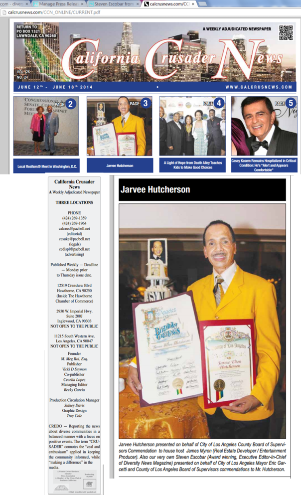 Jarvee Hutcherson Birthday Bash and Steven Escobar featured on CA Crusader News published June 12 - 18, 2014
